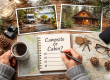 Camper comparing campsite and cabin options while planning a camping trip